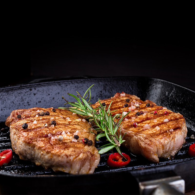Grilled Pork Chops with Black Beans